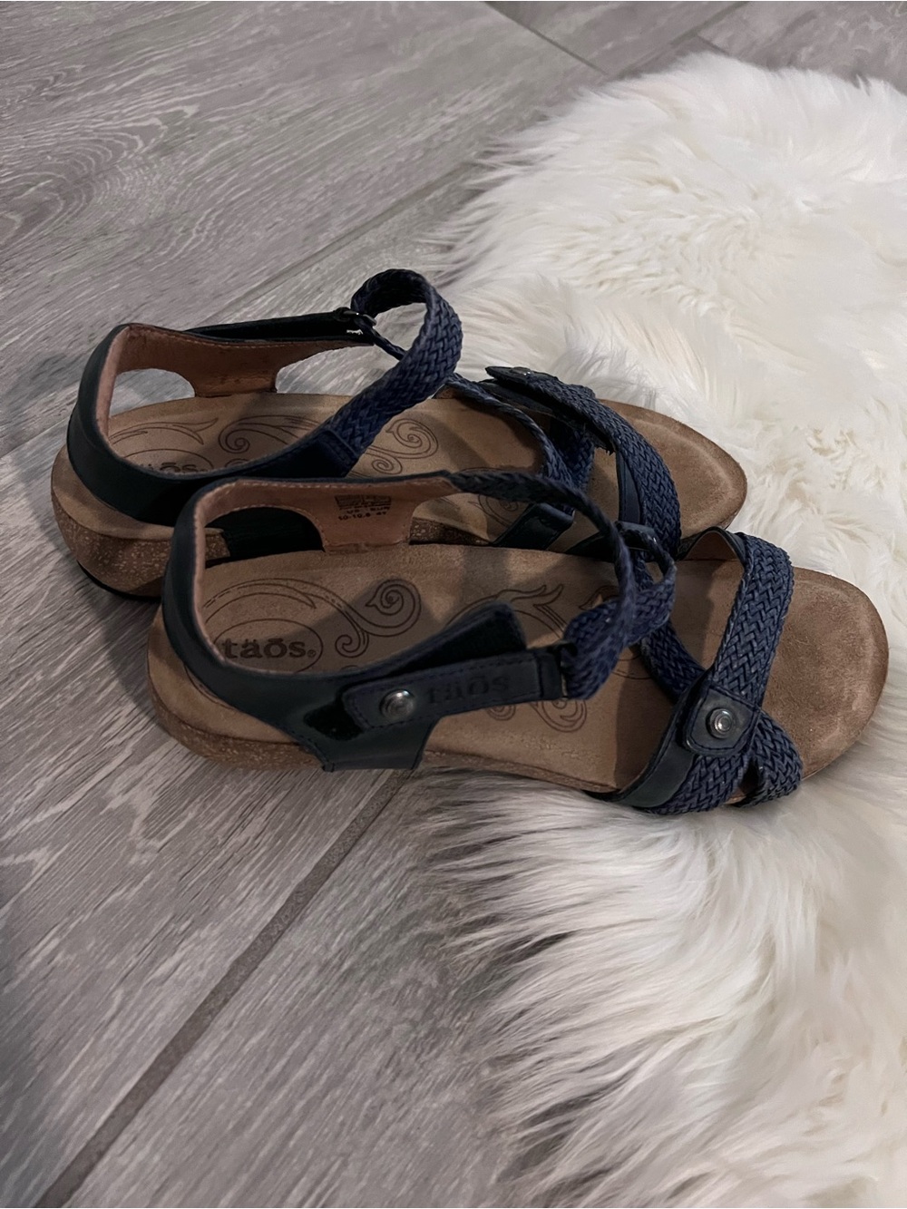 Taos Footwear Navy Braided Strap Sandals with Adjustable Back